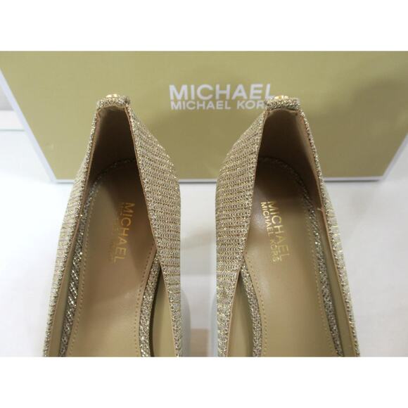 Michael Kors Alina Flex Pointy Toe Pump Heels MK Logo Pale Gold Size 7 - Picture 8 of 9